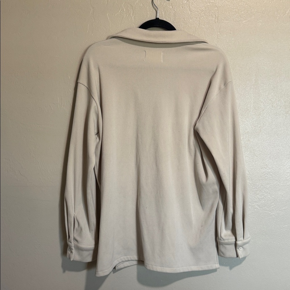 All:Row Cream Ribbed Shacket Medium - Picture 5 of 8